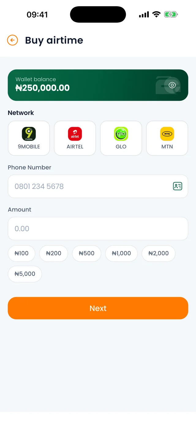 Buying airtime on any network